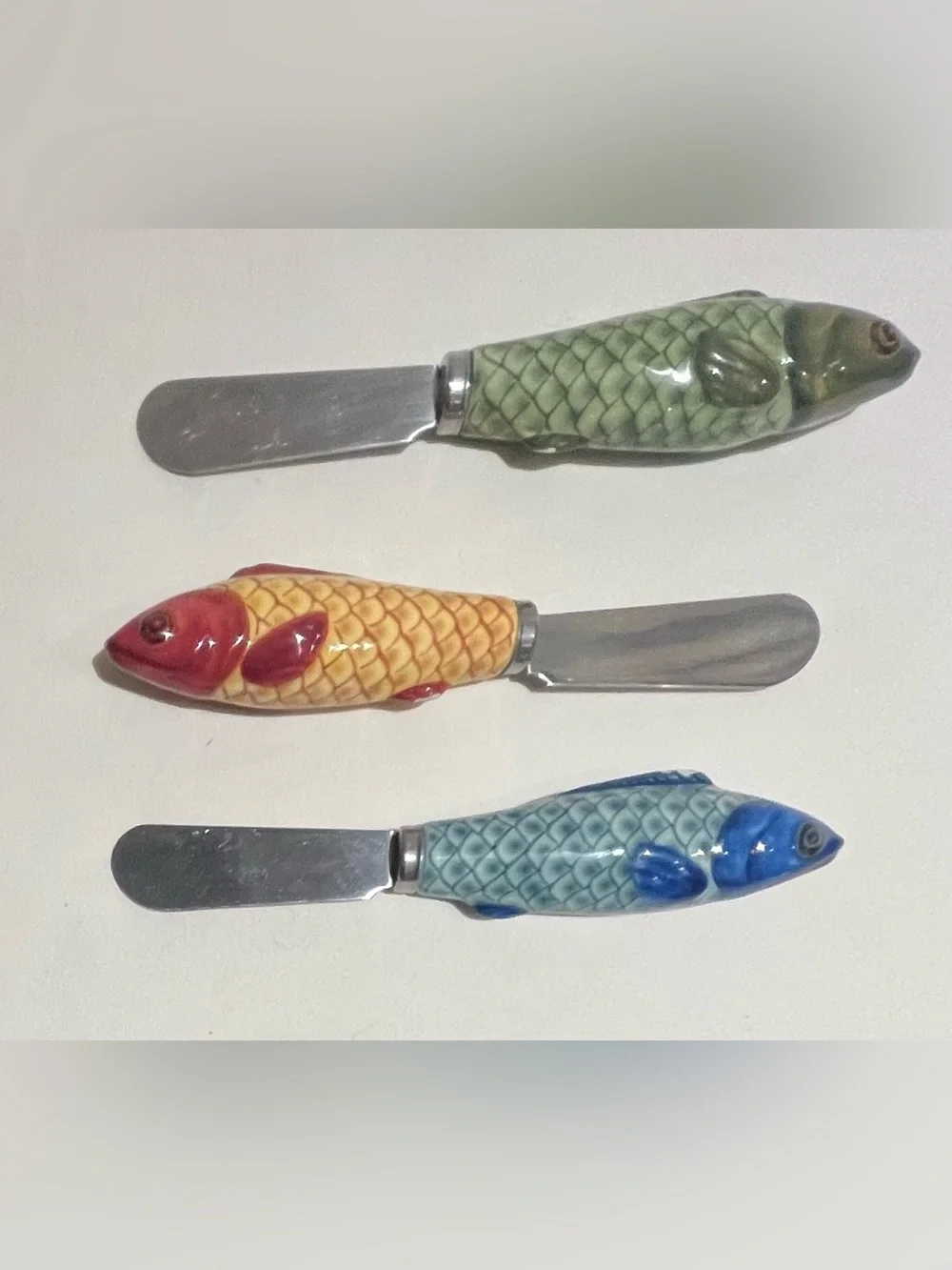 Ceramic Fish Butter Cheese Spreader Knives - Set of 3